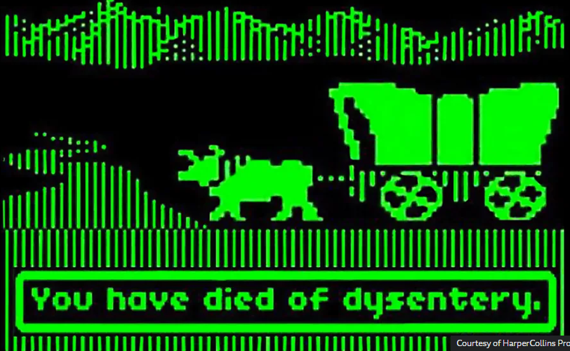 An image from the classic Oregon Trail informing the player they have died of dysentery